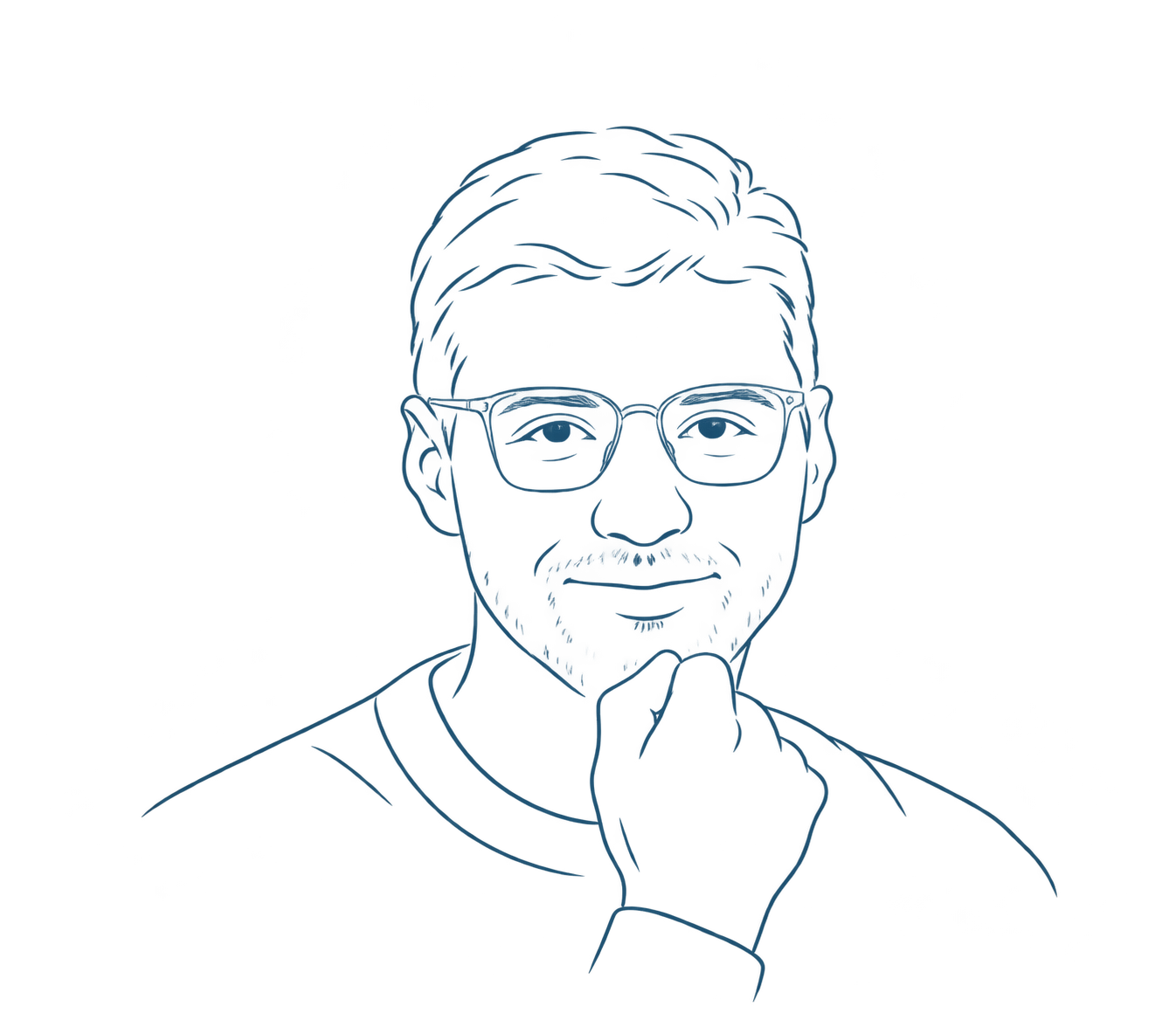 Line portrait of Tarik Amar.